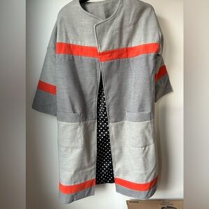 Gray and Orange Colorblock Coat